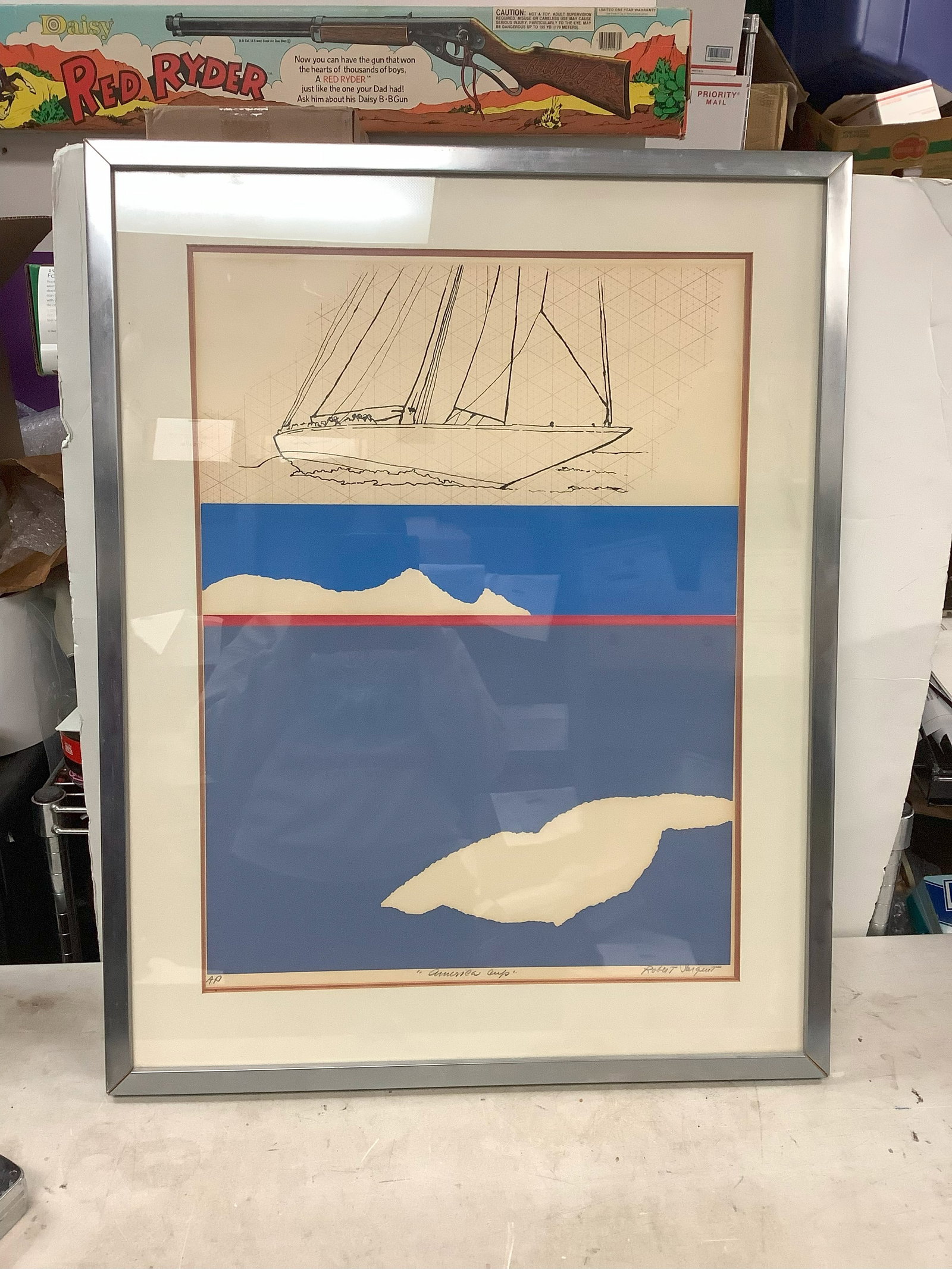 "America Cup" by Robert Sargent signed 25x30: "America Cup" by Robert Sargent signed 25x30