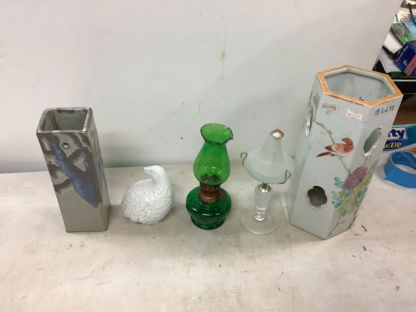 Antique Chinese Porcelain Hat Stand Vase, Vintage Oil Lamps and more (1 of 1)