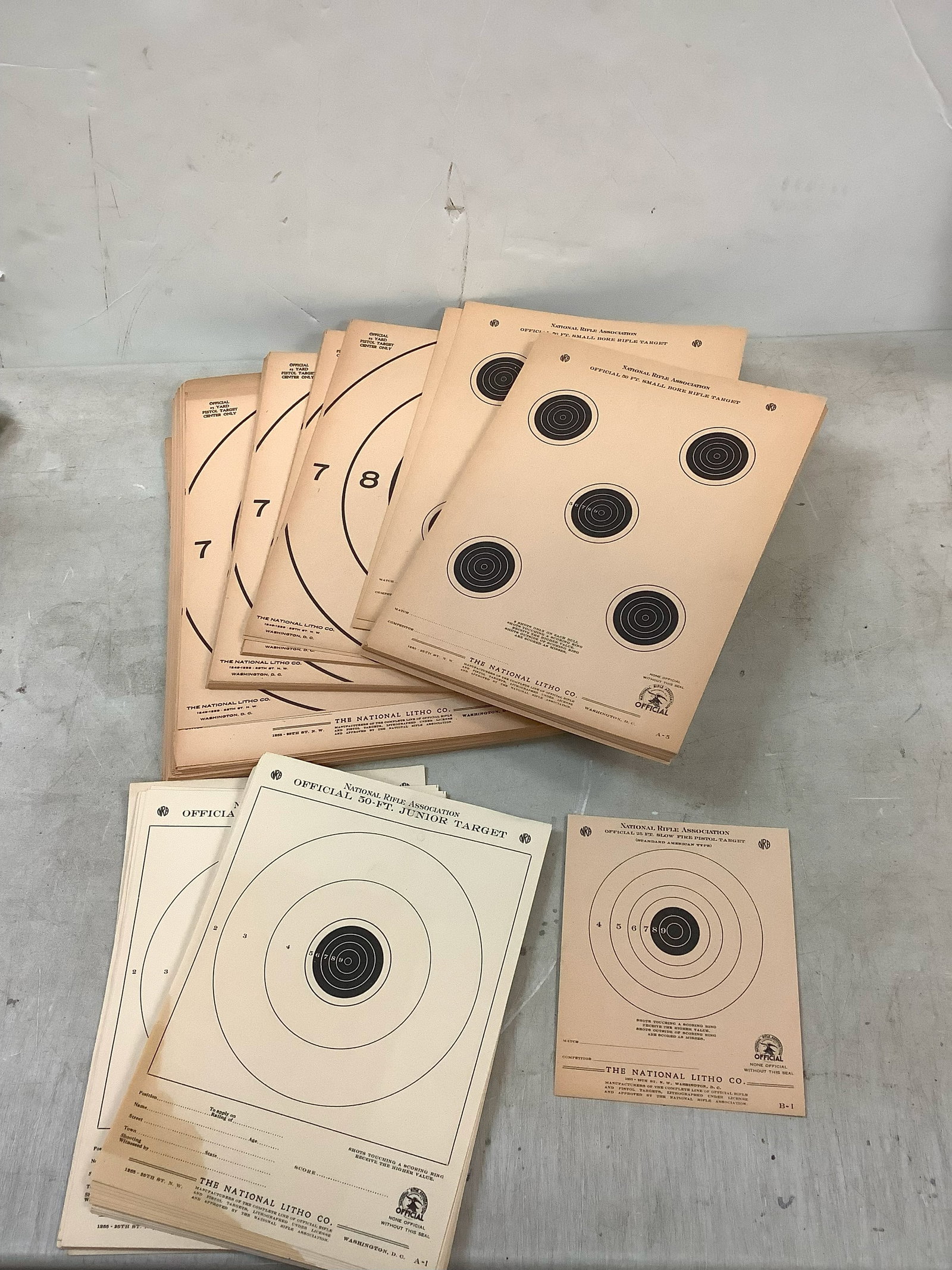 National Rifle Association Official 50 foot Junior Target, Various NRA Targets: National Rifle Association Official 50 foot Junior Target, Various NRA Targets