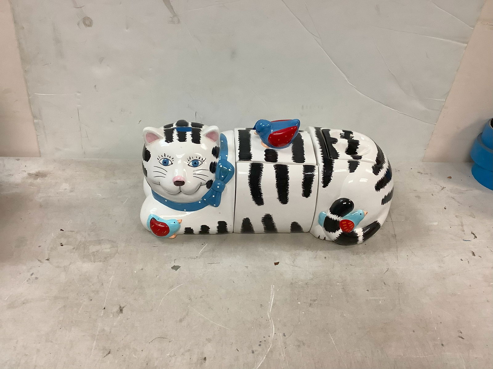 Certified Intl Corp Made in Thailand Ceramic Cat 3 PIECE COOKIE JAR (1 of 1)