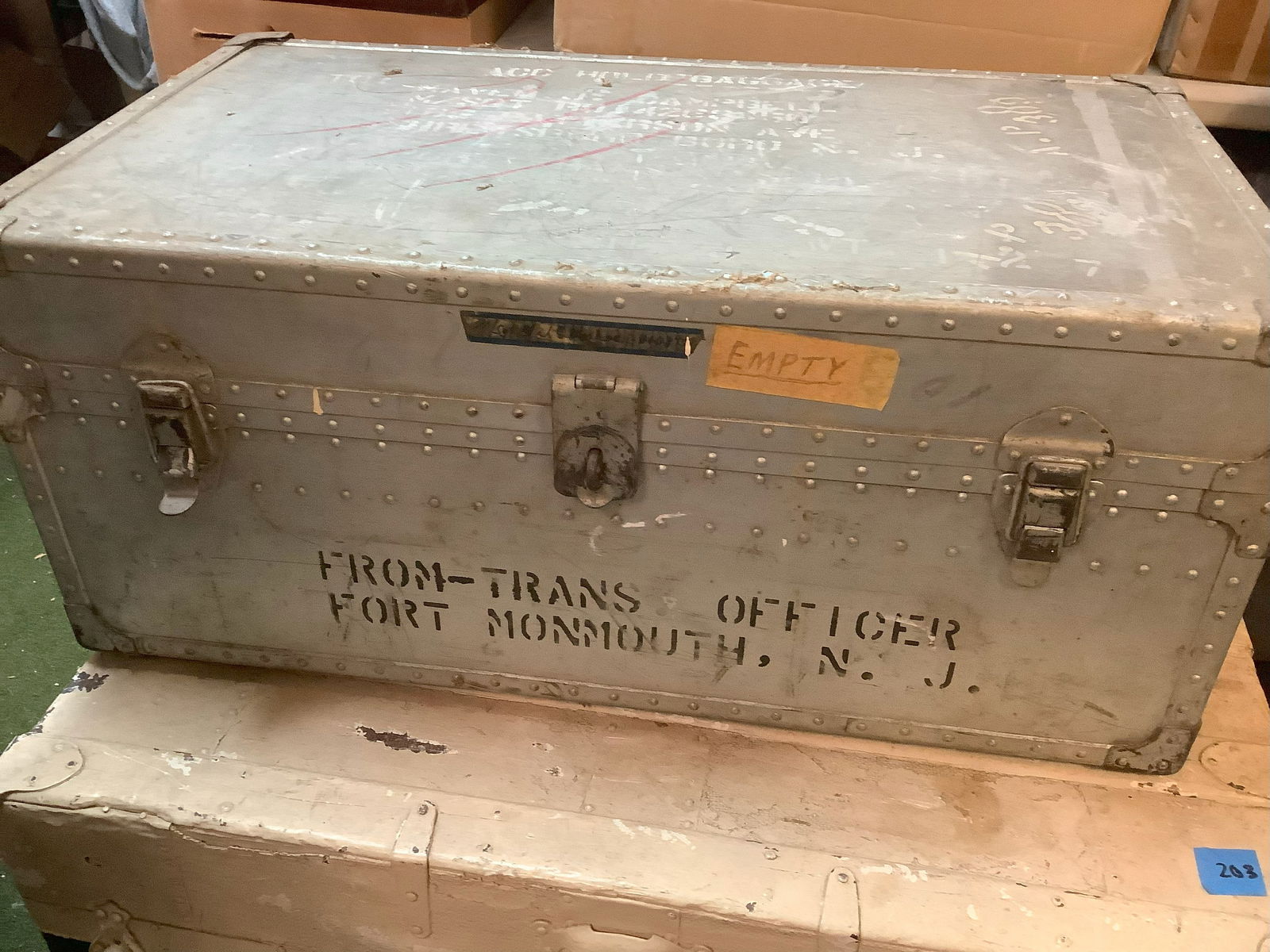 Military Footlocker Metal 31x17x14 (1 of 1)