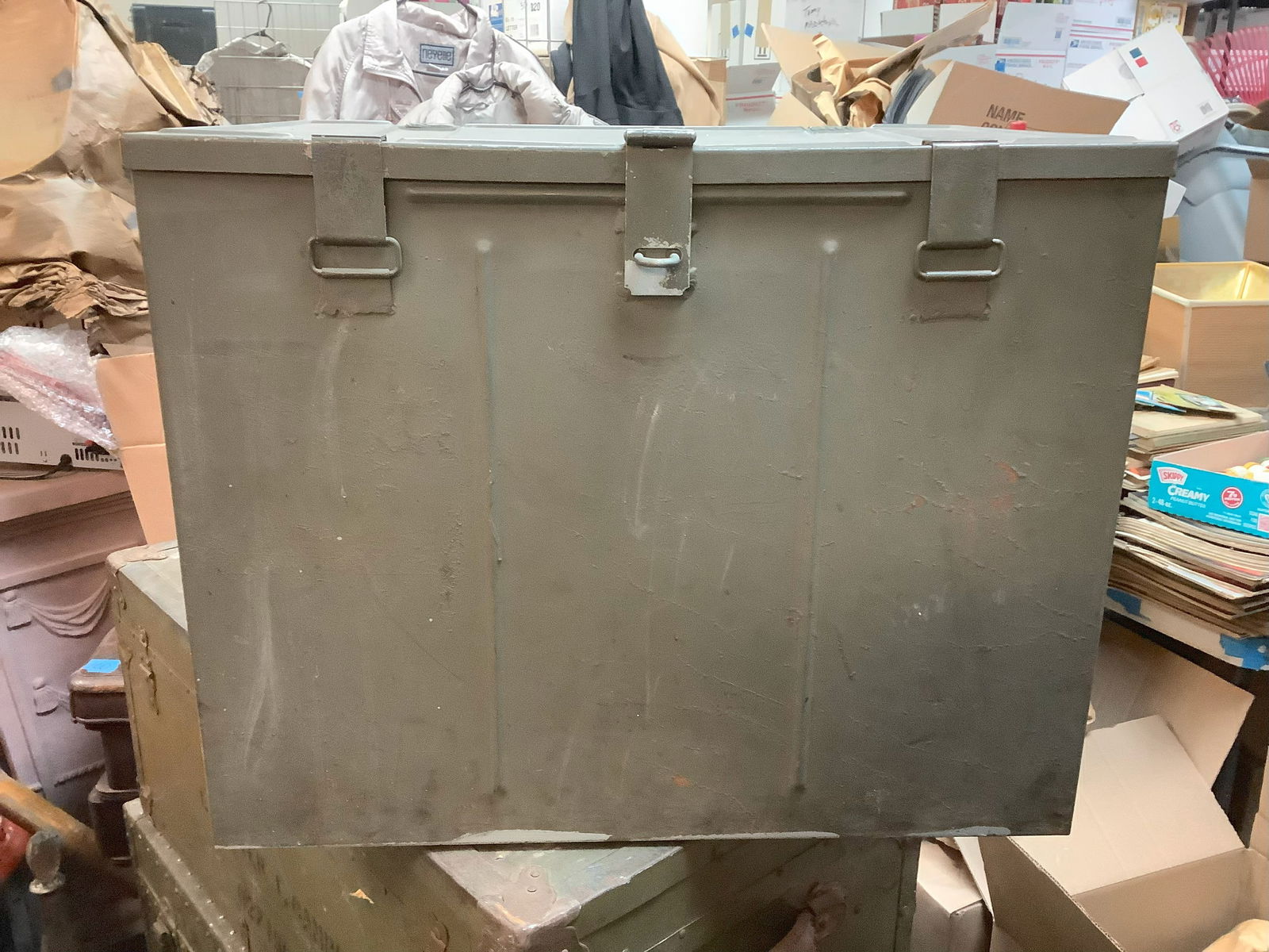 Military Metal Large Ammo Box with Bullet Hole 24x19x15 (1 of 1)