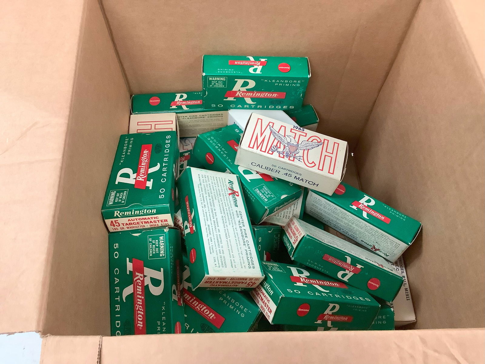 Remington Automatic 50 Cartidges 45 Ammo Boxes, 1965 Match 50 Cartridges 45 Ammo Boxes (1 of 1)
