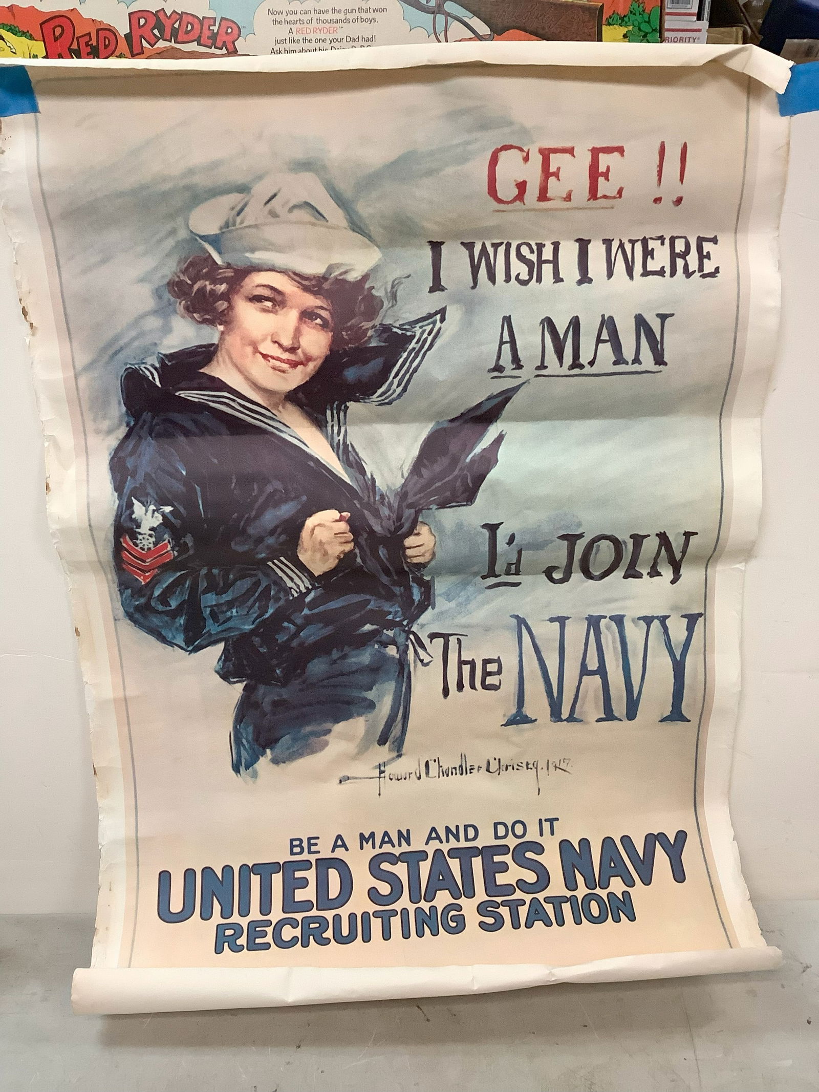 US Navy Recruiting Poster Reproduction Howard Chandler Christy  33x24 (1 of 1)