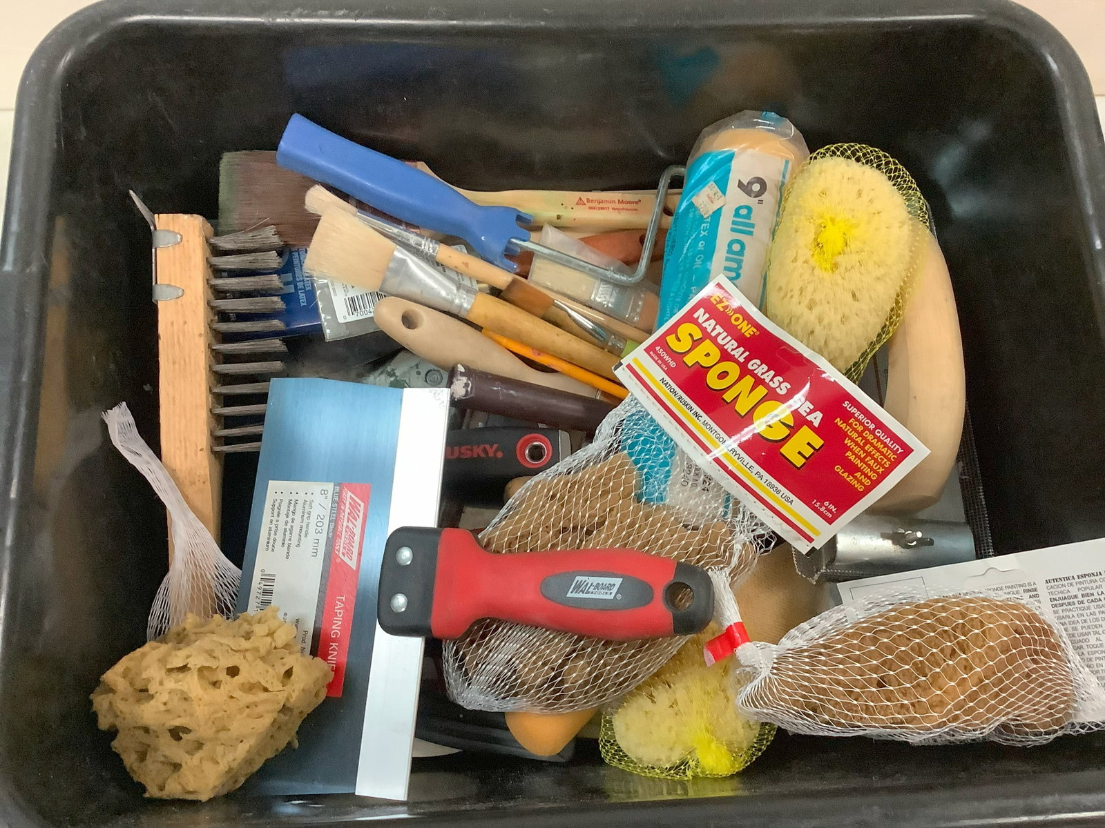 Lot of Wal-Board Taping Knives, Sea Grass Sponge, Hand Sander and more: Lot of Wal-Board Taping Knives, Sea Grass Sponge, Hand Sander and more