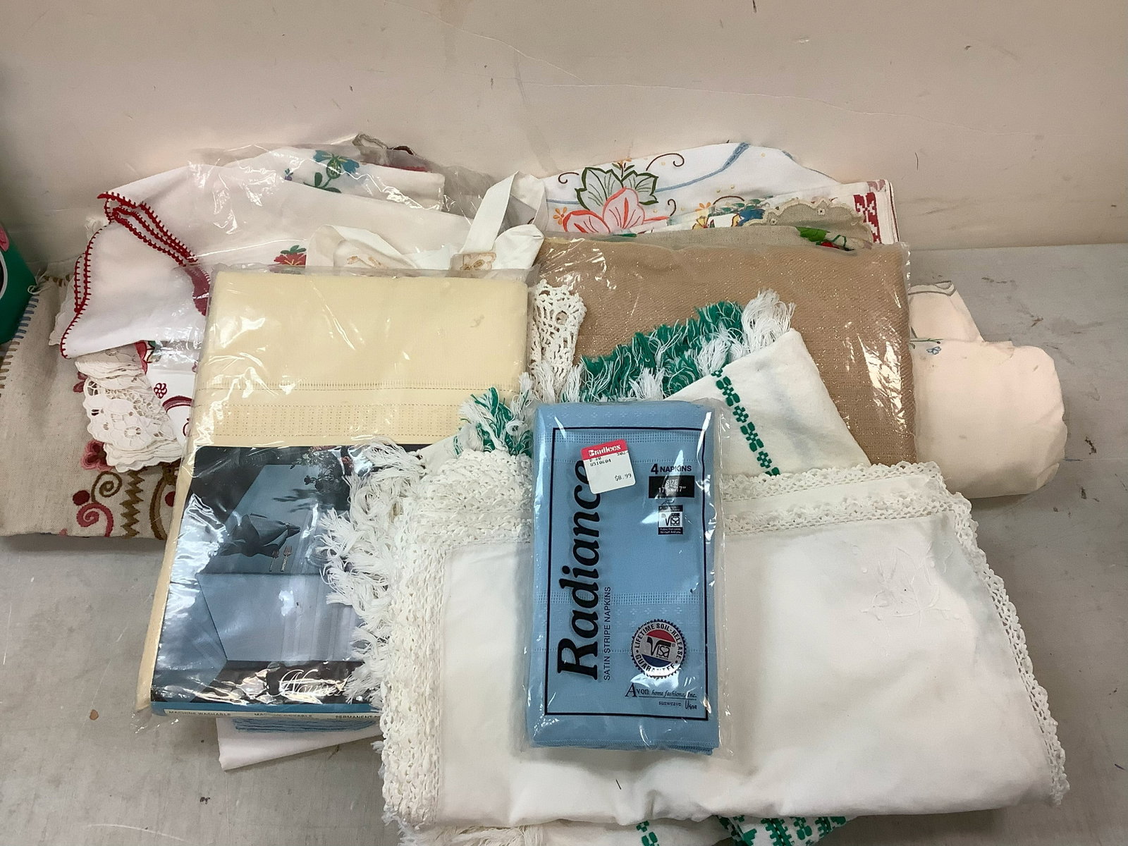 Lot of Assorted Embroidered Linens and more: Lot of Assorted Embroidered Linens and more