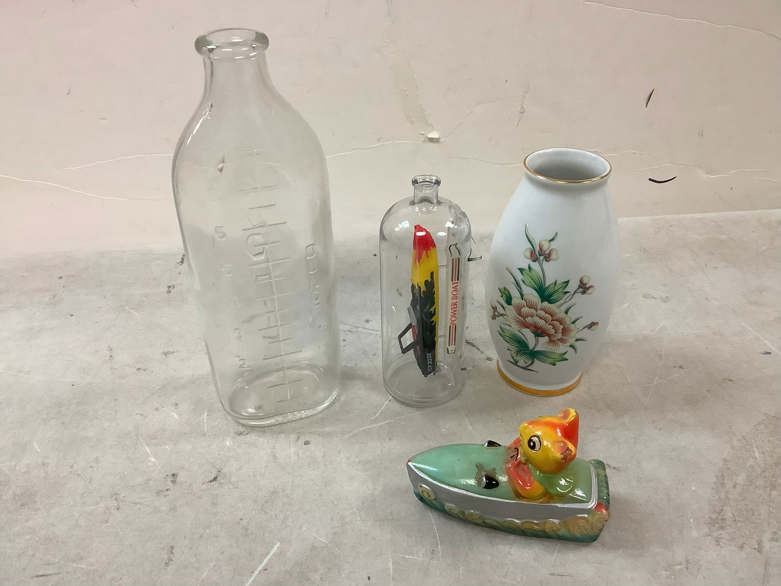 Hungarian Vase -stamped, Boat in Bottle, Vinatage Pencil Sharpener, Glass Medicine Bottle (1 of 1)