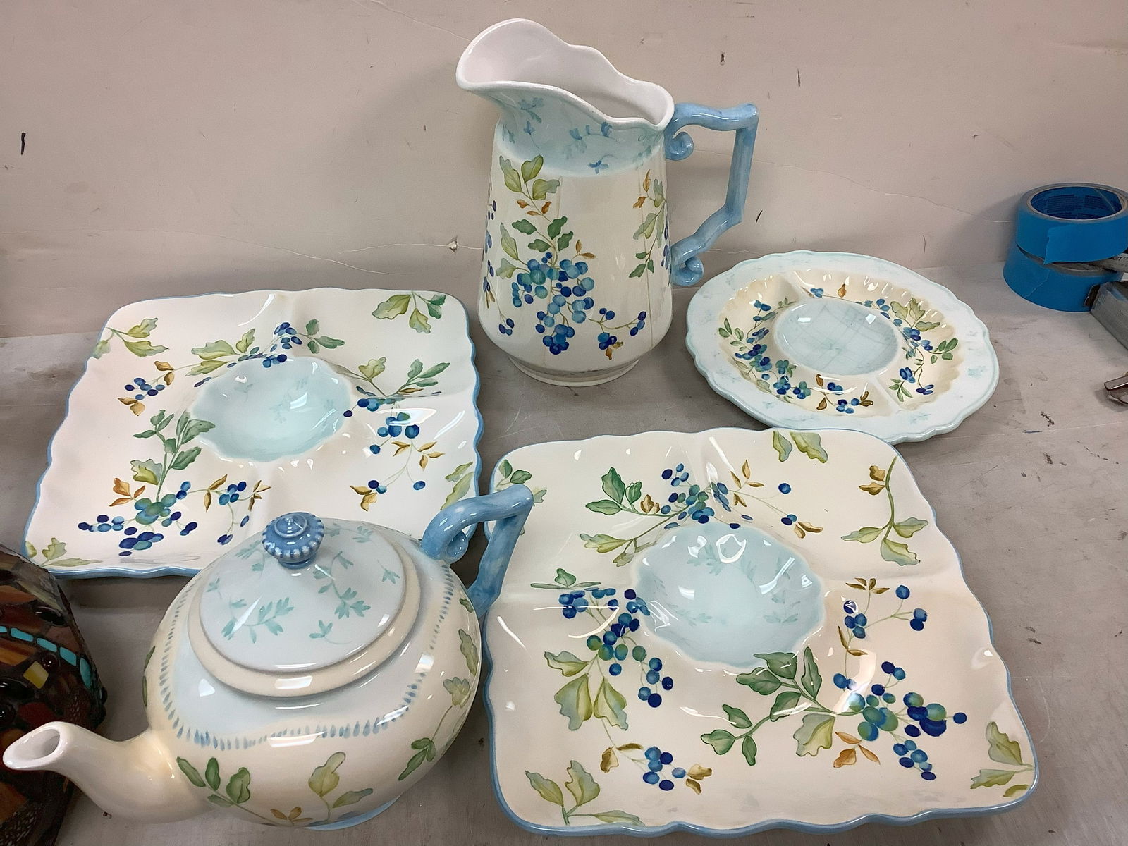 Tracy Porter Hand Painted Pitcher and Trays/Service Set (1 of 1)