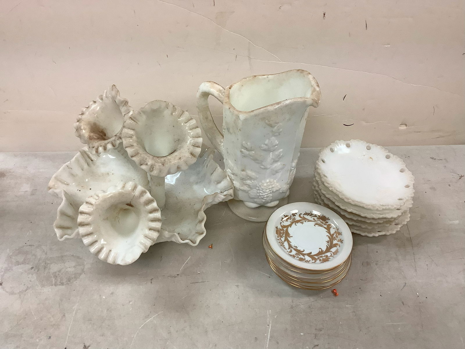 Hishishei Pocelain Saucers, Vintage Milk Glass Pitcher, Small Plates and  more (1 of 1)