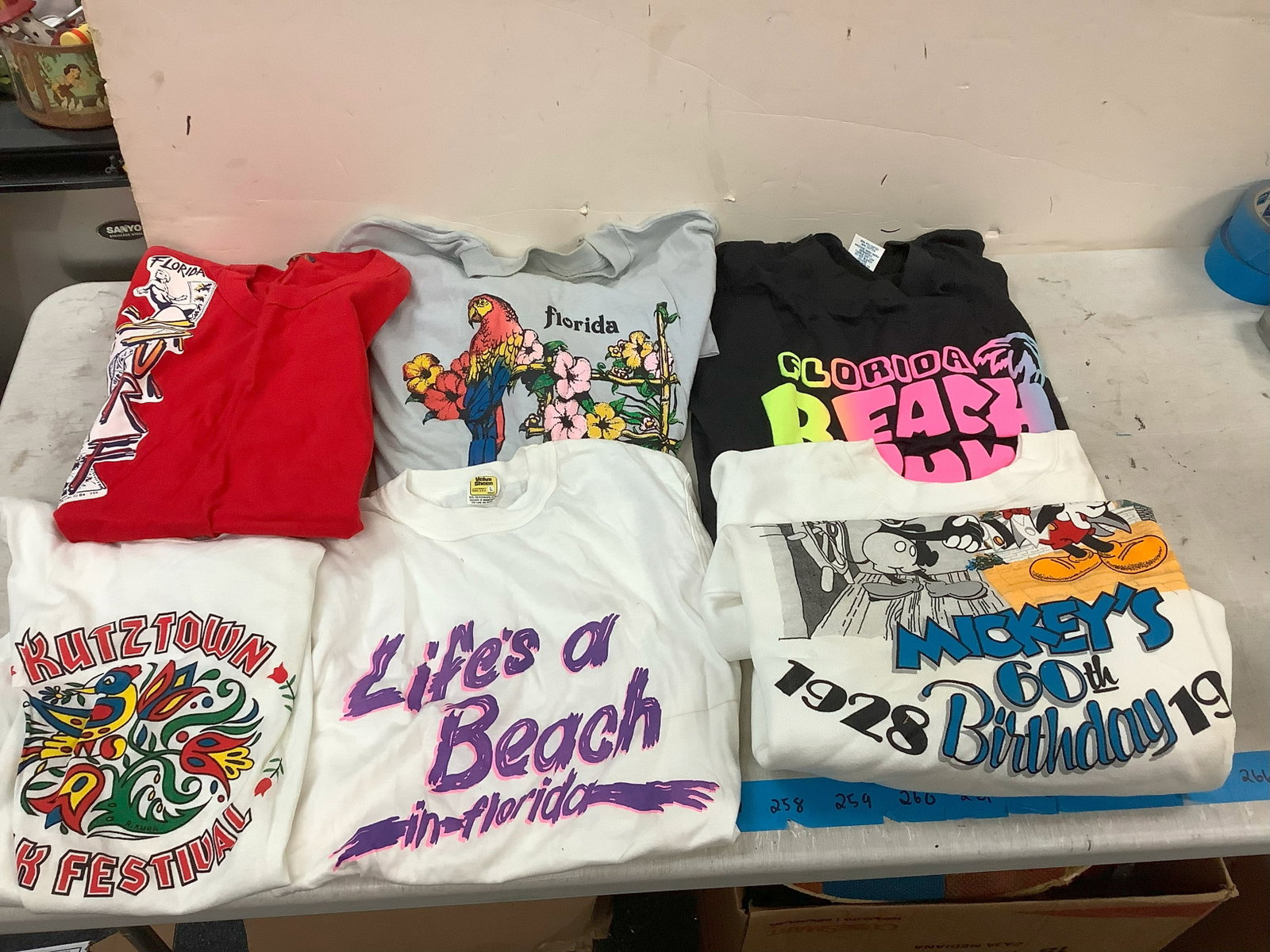 Lot of Assorted Florida T Shirts, Mickey's 60th Birthday Sweatshirt, Tank Tops etc: Lot of Assorted Florida T Shirts, Mickey's 60th Birthday Sweatshirt, Tank Tops etc