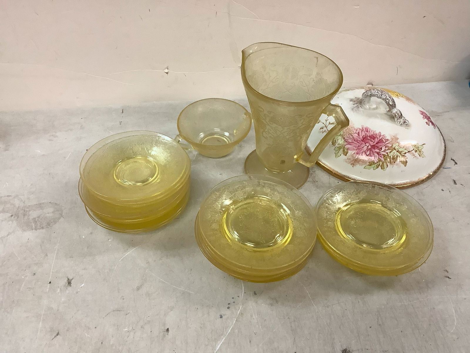 Vintage Glass Pitcher, Saucers, Mug and more (1 of 1)