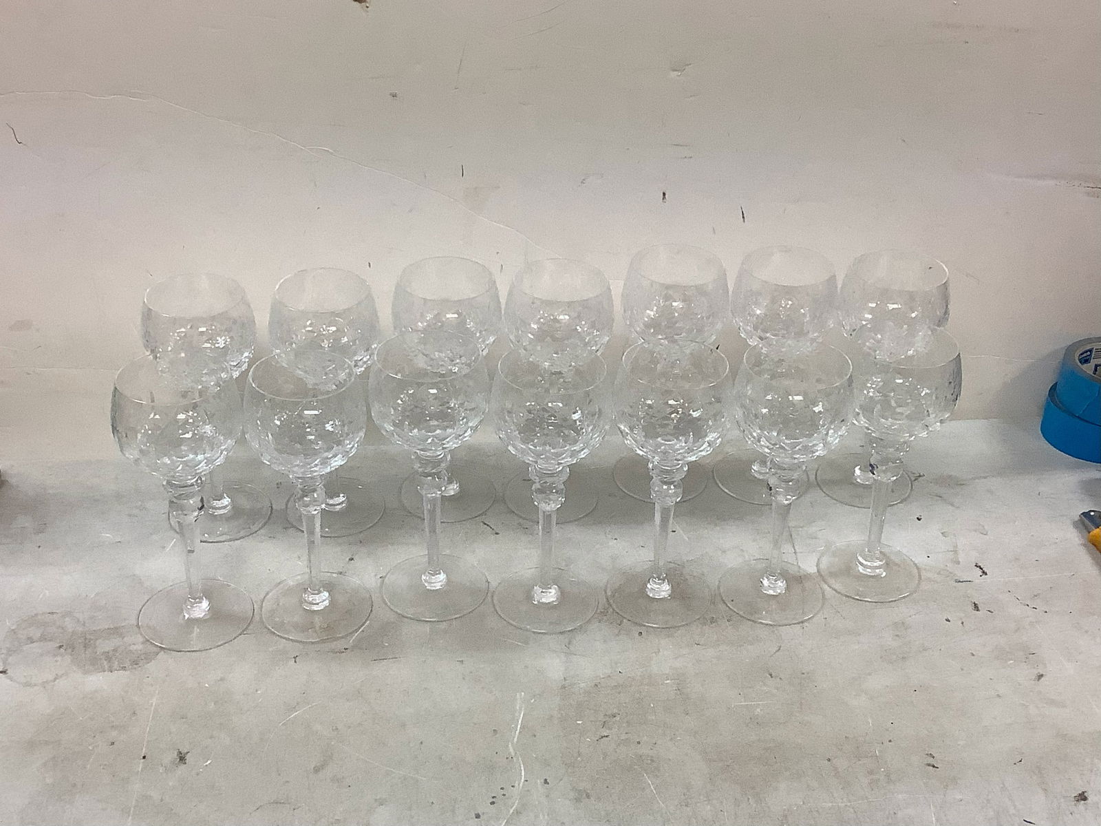 Lot of 16 Rogaska Crystal Wine Hock Glass, Gallia 8in. (picture only shows 14): Lot of 16 Rogaska Crystal Wine Hock Glass, Gallia 8in. (picture only shows 14)