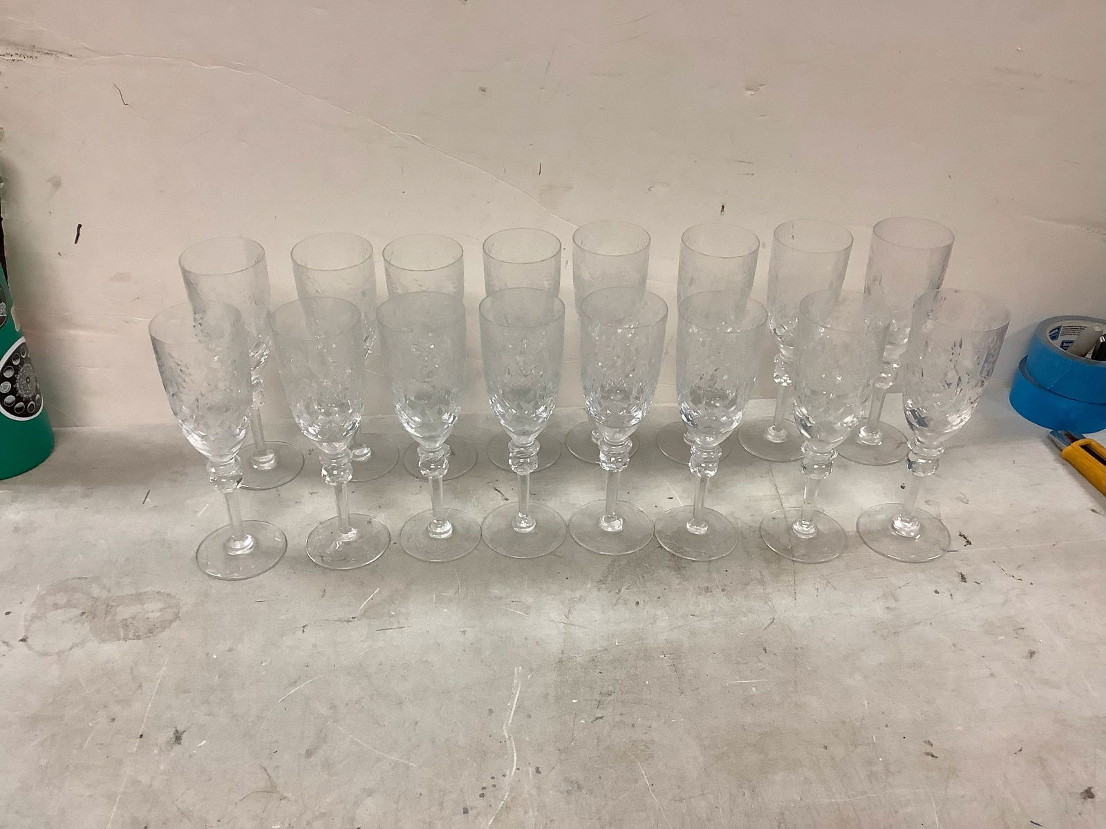 Lot of 16 Rogaska Gallia Crystal  Goblet  Champagne Flutes 8.5 in (1 of 1)