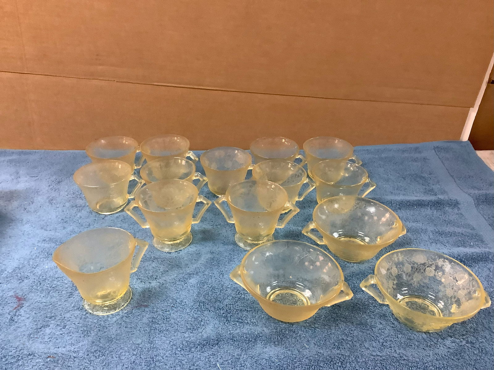 Vintage Yellow Glass Teacups, and Serving Bowls (1 of 1)