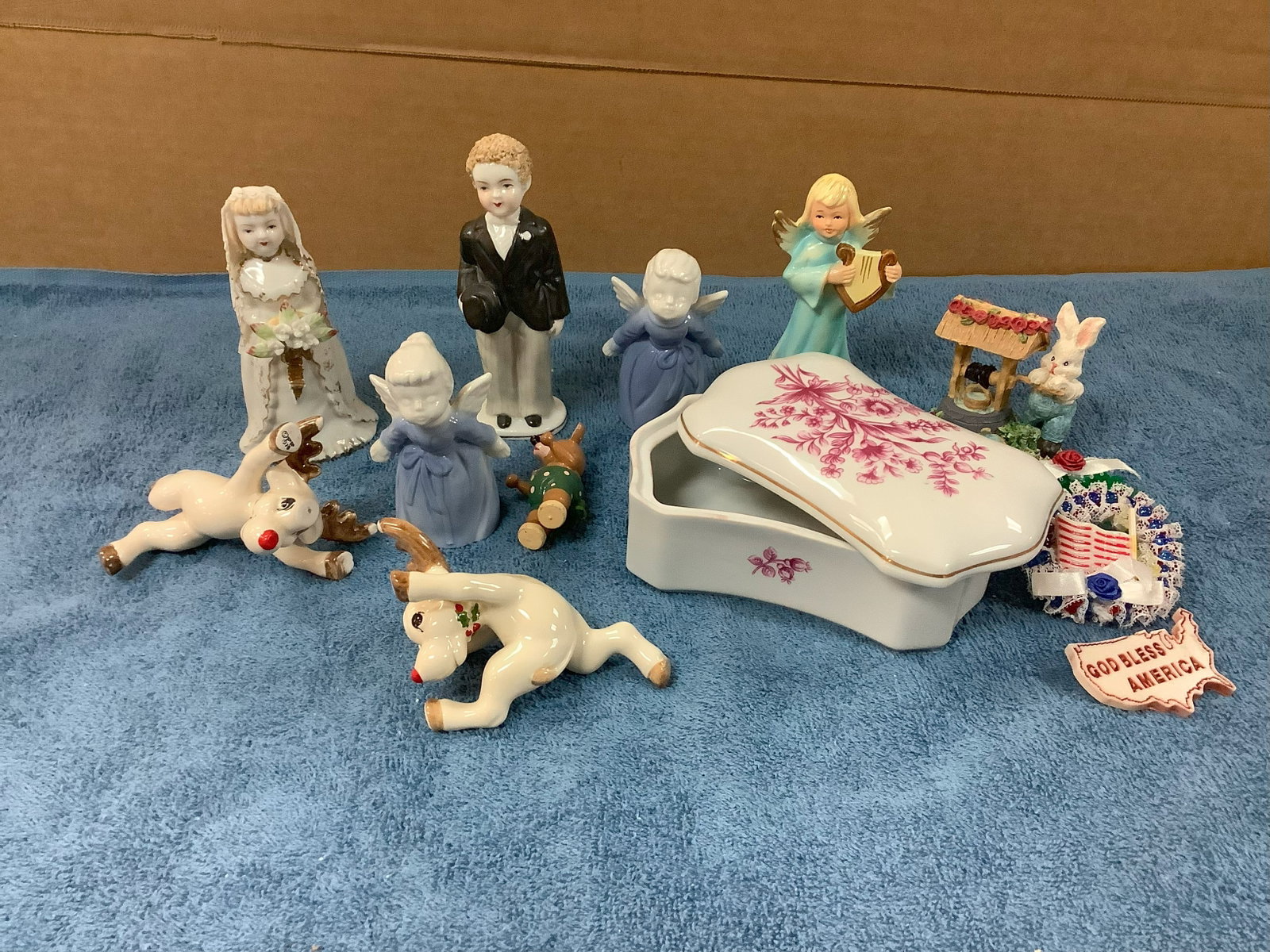 Bone China Lace Figurines stamped, HolloHaza Hungary Trinket Box stamped, Hand Painted FF Figurines: Bone China Lace Figurines stamped, HolloHaza Hungary Trinket Box stamped, Hand Painted FF Figurines stamped, Pins and more