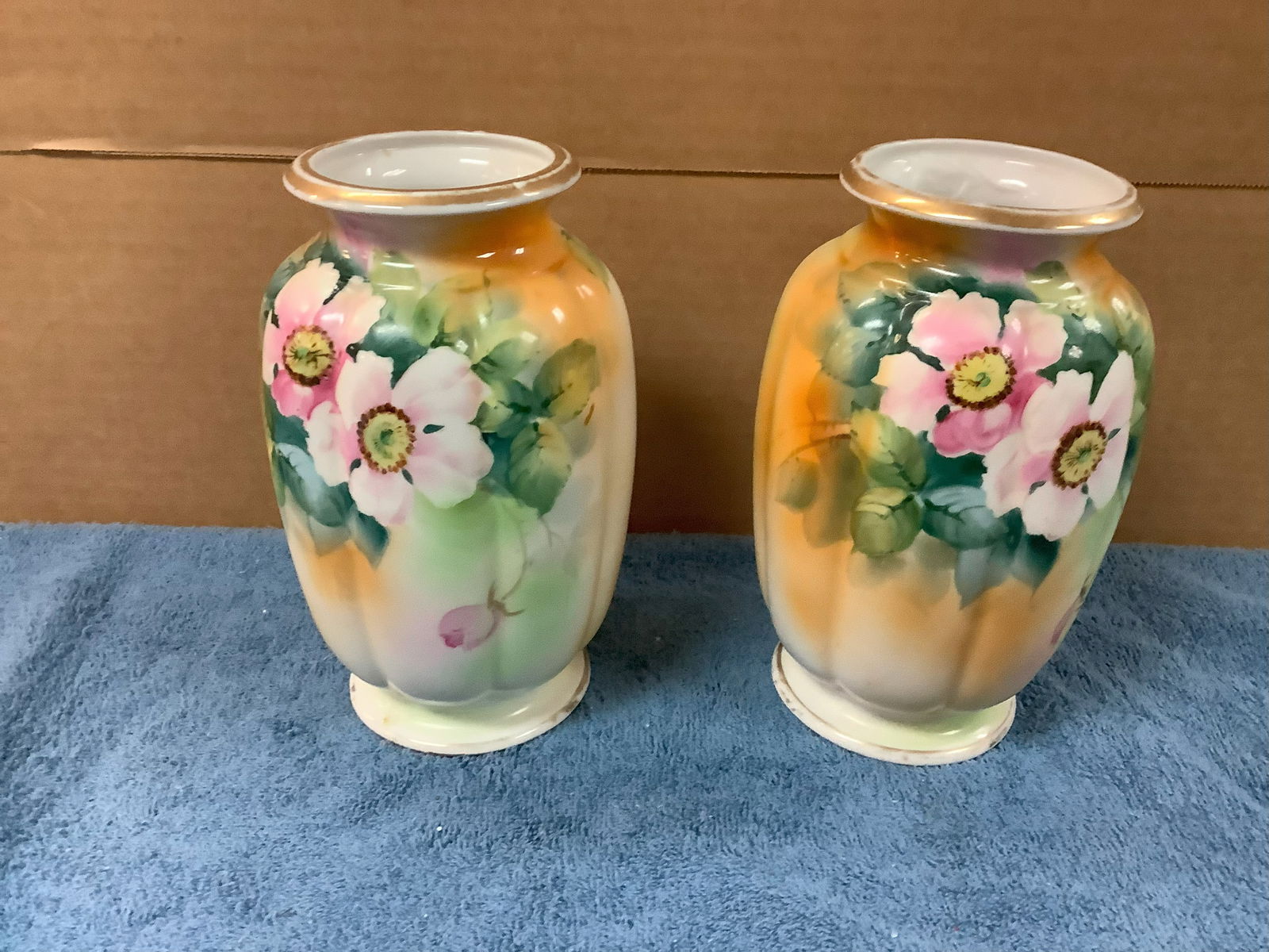 Hand Painted Nippon Vases stamped 7.5in tall (1 of 1)