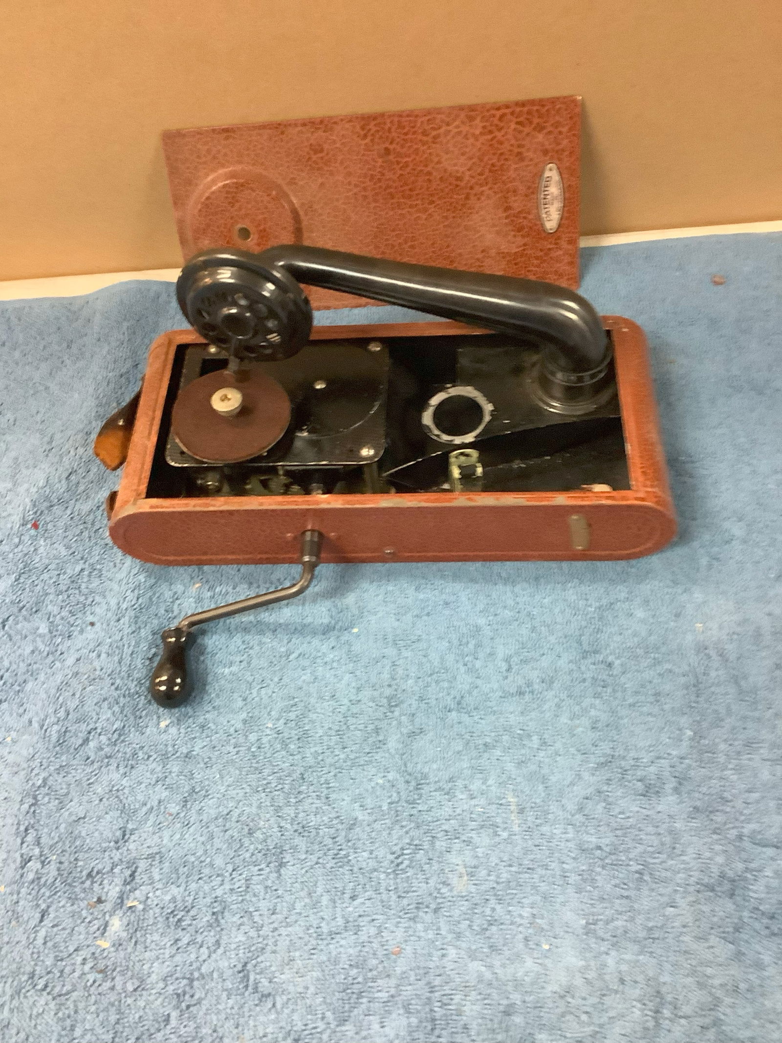 Vintage Hand Cranked Record Player Made in Switzerland (1 of 1)