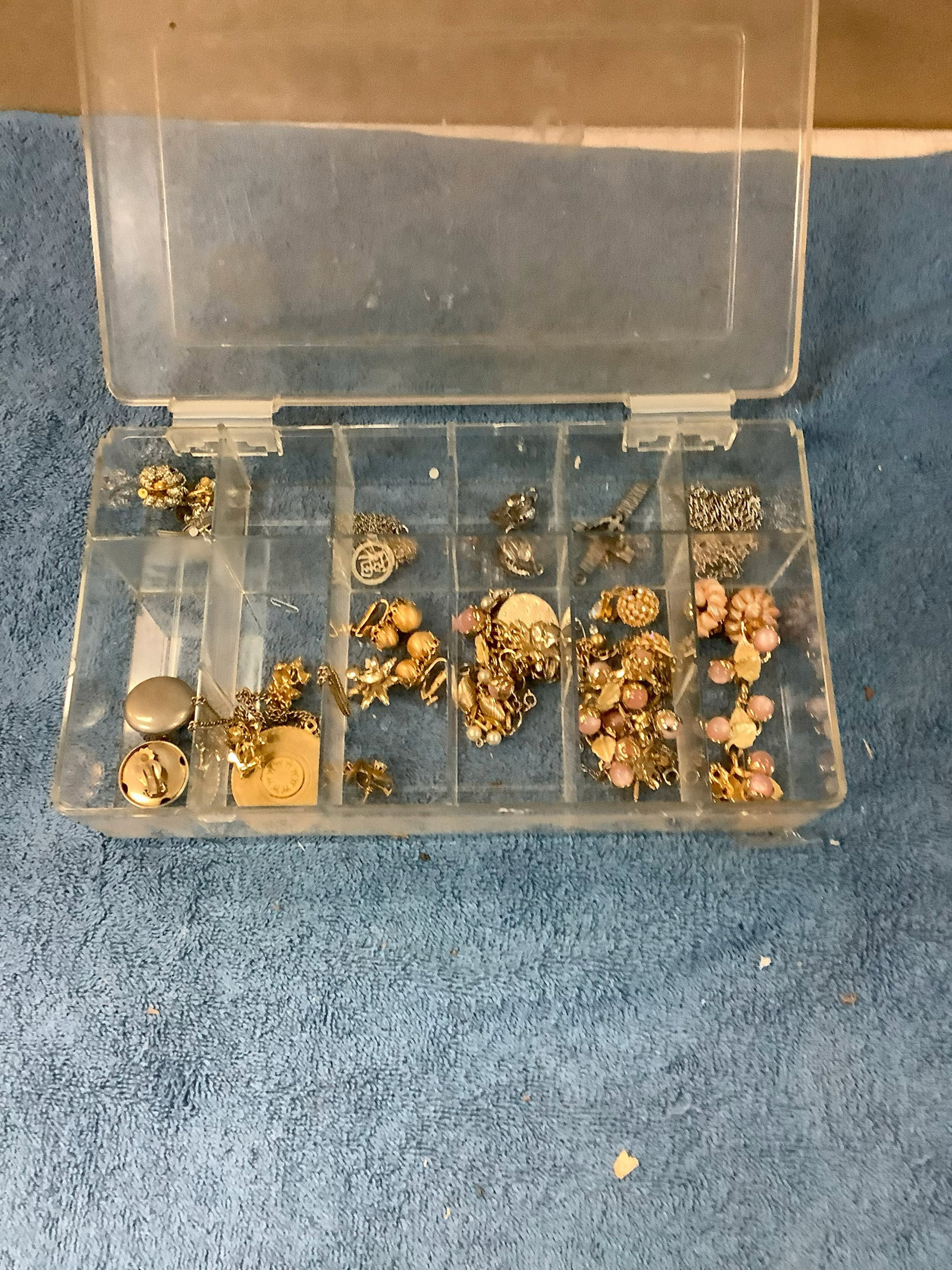 Container Full of Costume Jewelry and 1 Pair of Sterling Earrings: Container Full of Costume Jewelry and 1 Pair of Sterling Earrings