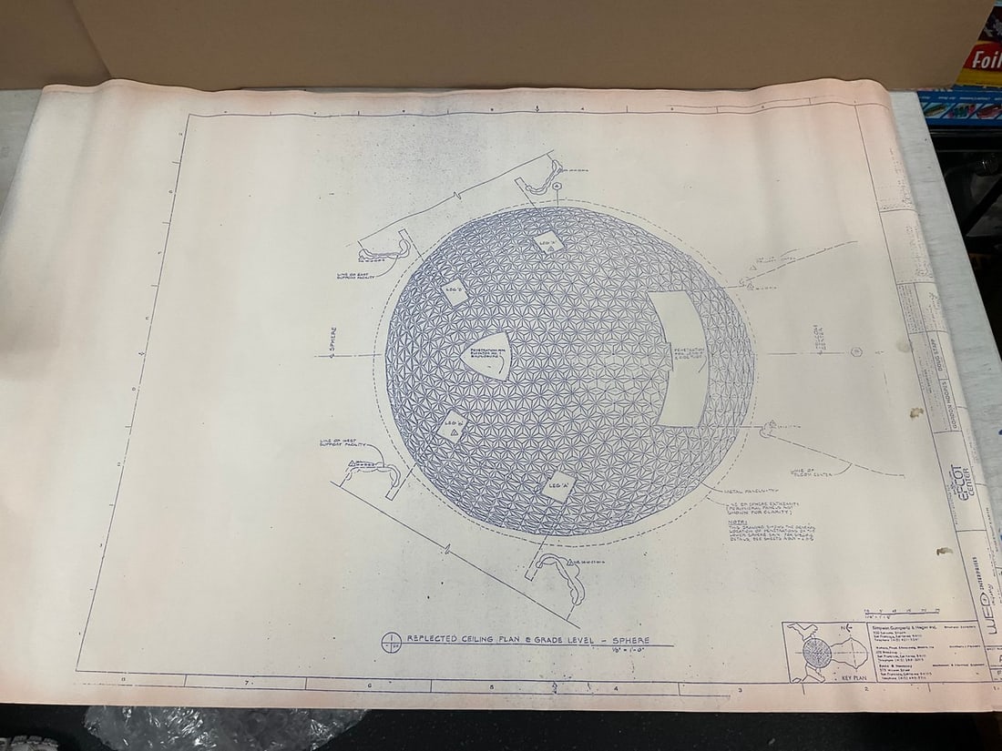 1970s Copy of Blueprint Epcot Center - Future World - Spaceship Earth #A-211 35.75x24 (1 of 1)