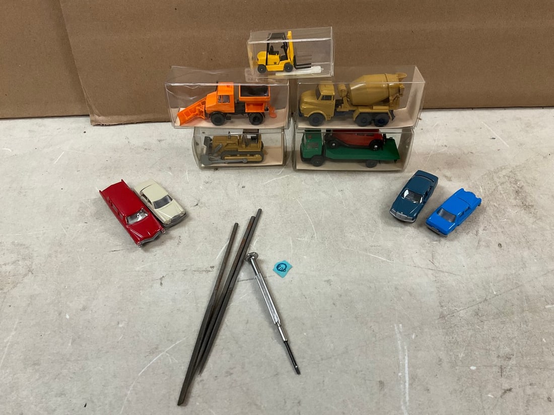 Lot of Assorted Vintage Collectible Toy Truck and Cars in Cases incl Wiking and Revell  with tools (1 of 1)