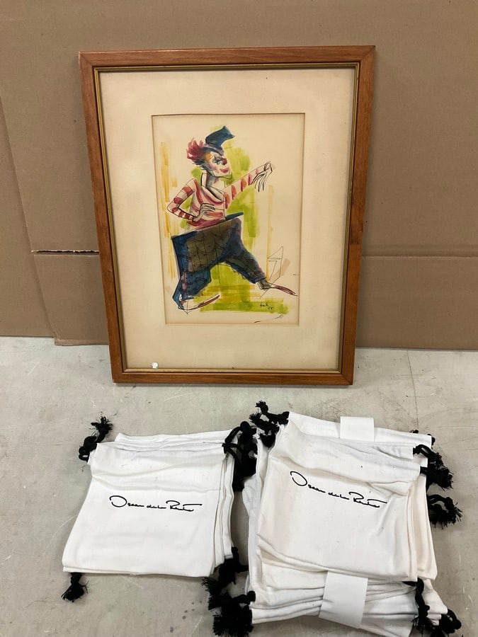 Oscar de La Renta Cinch Pouches, Abstract Art in Frame signed Hal '58 15x12 (1 of 1)