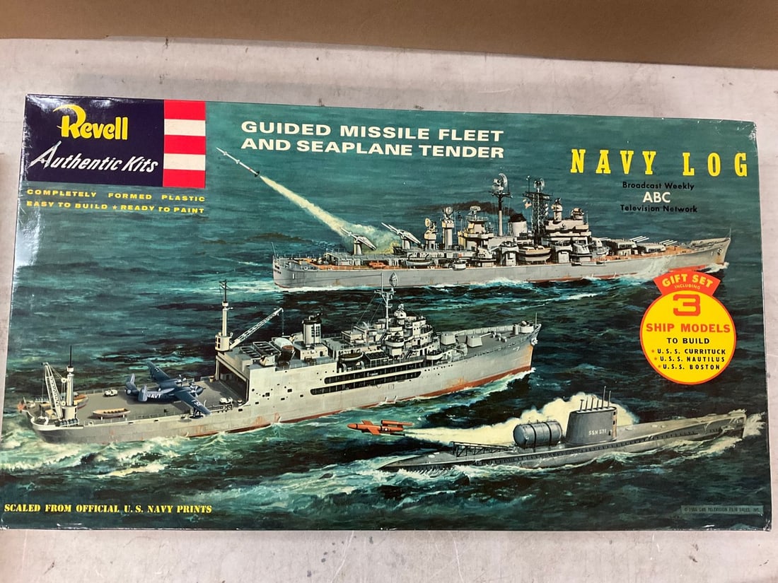 Lot of Revell guided Missile Fleet and Seaplane Tender models (Nautilus, Currituck, Boston) (1 of 1)