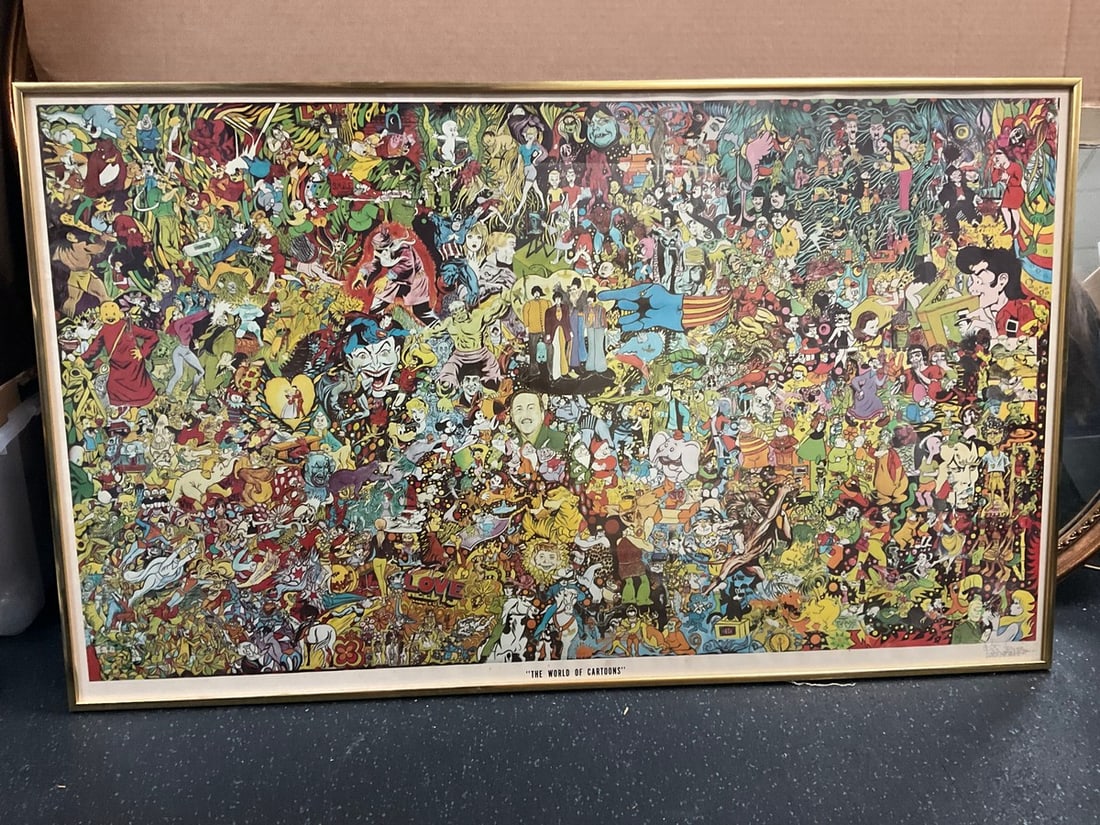 The world of cartoons abstract art signed Rico Tomea(25in.x41.5in.) (1 of 2)