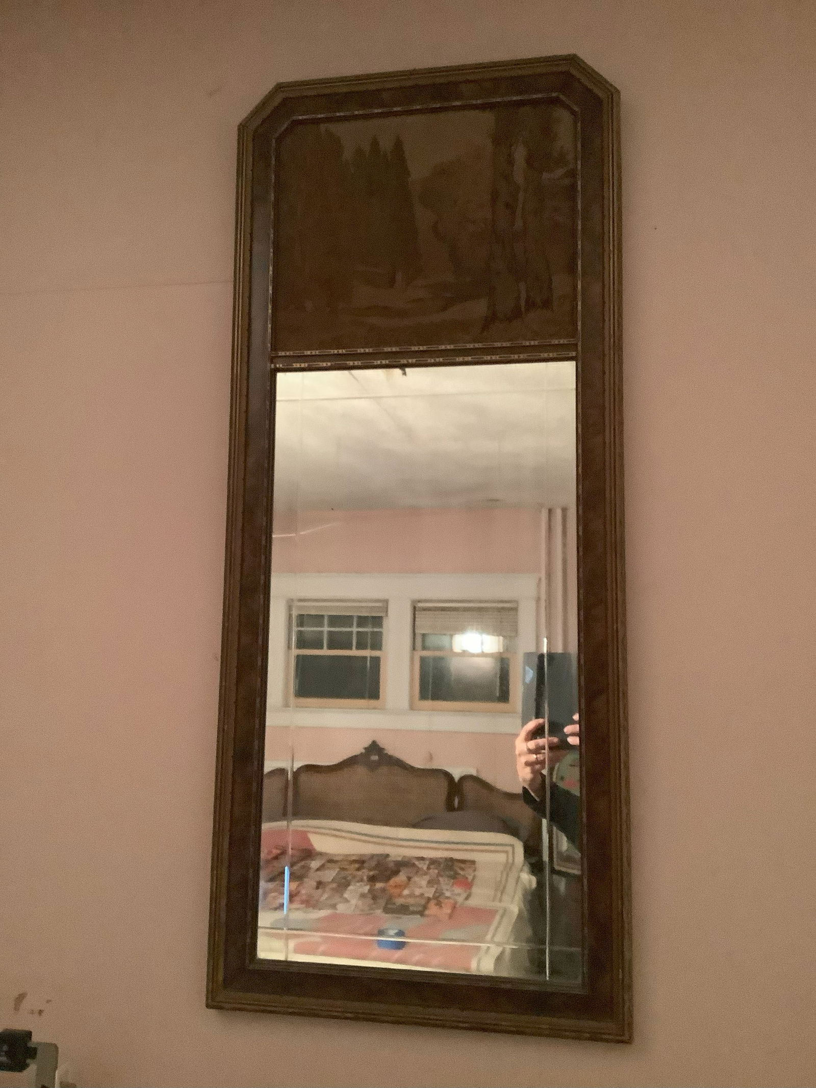 Vintage Mirror with Art Work At Top (1 of 1)