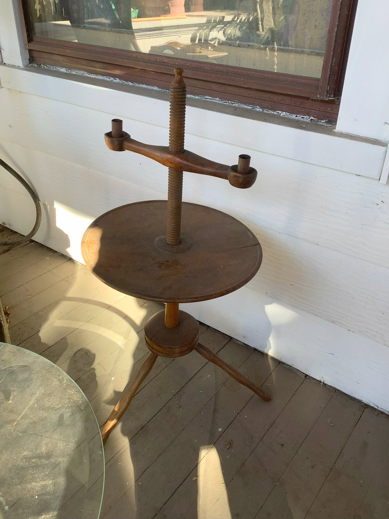Vintage Wood Tripod and Candle Holder: Vintage Wood Tripod and Candle Holder