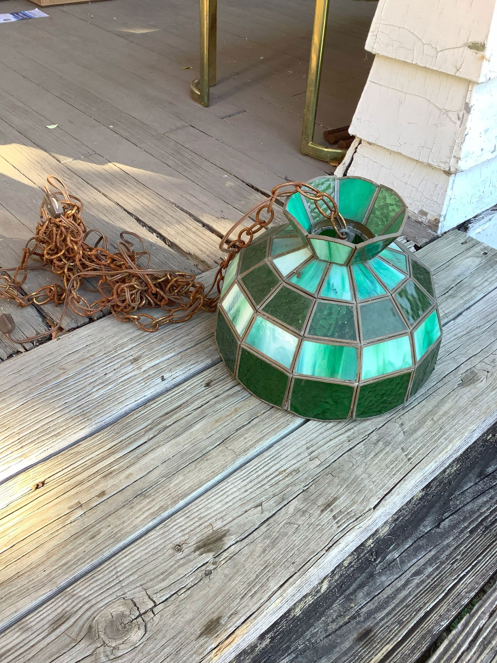 Slag Glass Hanging Light Fixture (1 of 1)