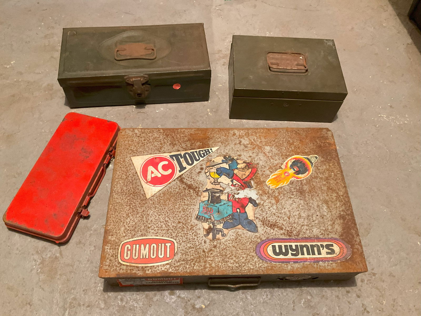 Lot of Storage Boxes incl Husky, Vintage Paper Punch, Wrachet Set, Drills, etc. (1 of 1)