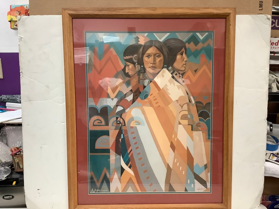 Signed Lightfoot Native American Indian Framed Print 33x27" (1 of 1)