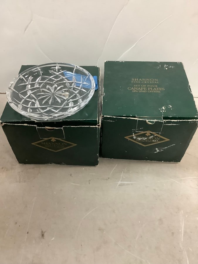 Shannon Fine Crystal Set of 8 Canape Plates (1 of 1)