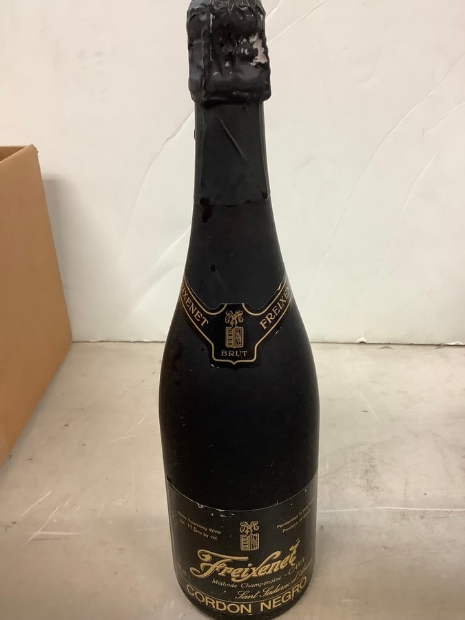 Freixenet Cordon Negro White Sparkling Wine: Any contents in bottle is Free; You are bidding on the bottle & unbroken tax stamp
