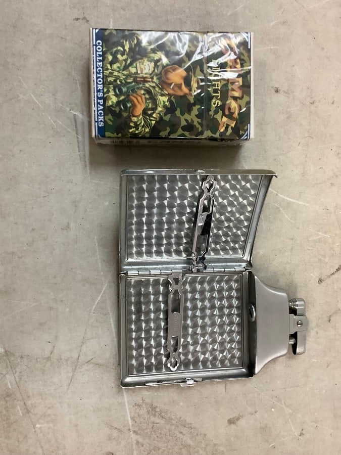 Vintage Lighter Ciggarete Case and Pack of Camels (1 of 1)