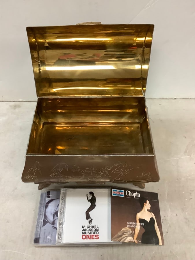 Brass Jewelry Box and various CD's (9.5 in tall) (1 of 1)