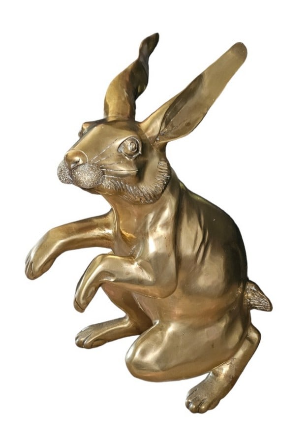 Large Brass Rabbit Sculpture Over 2 feet Tall (1 of 3)