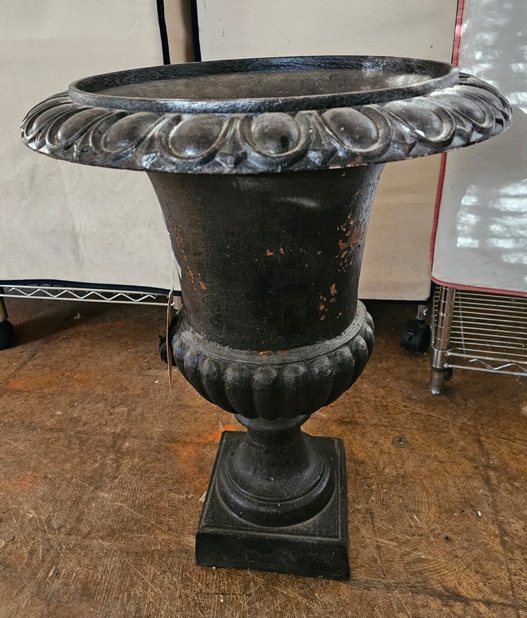 Black Cast Iron Urn Planter (1 of 2)