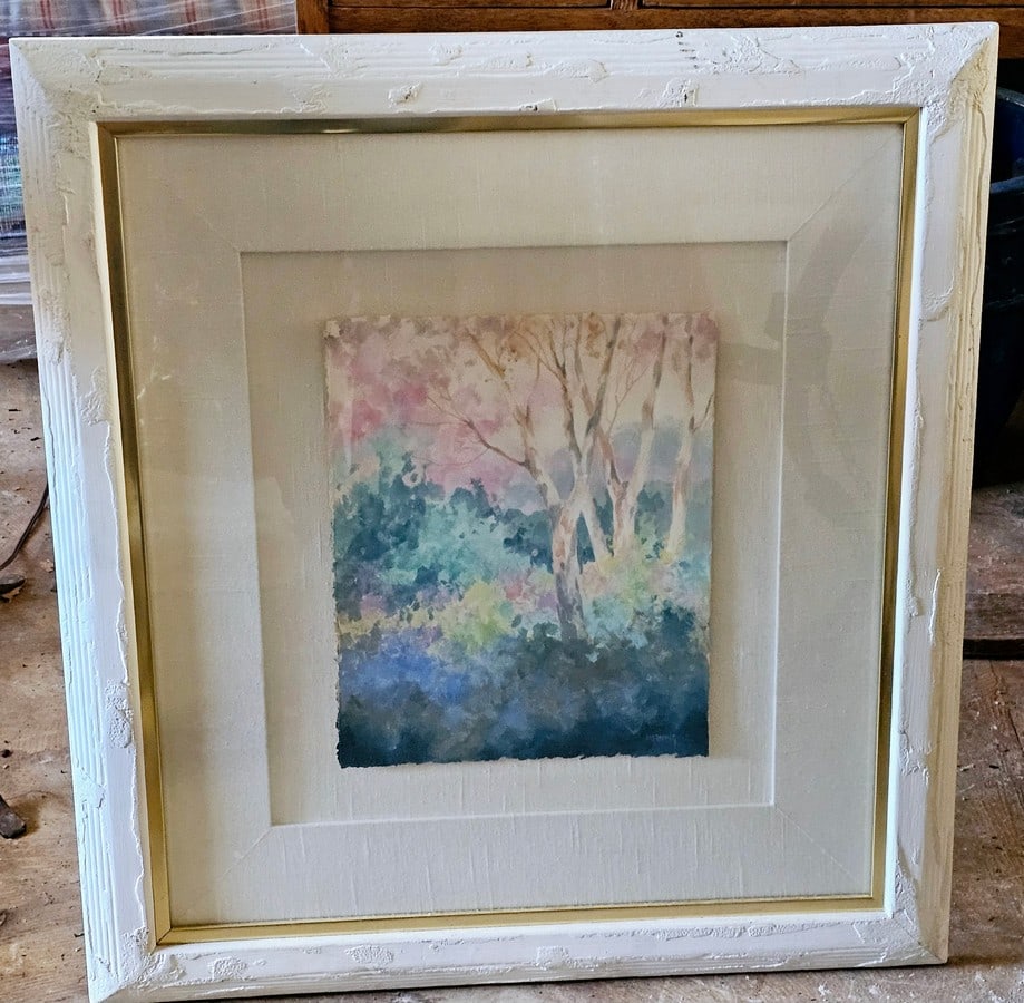 Vintage Signed Horning "Pastel Forest I": total size 26x23"