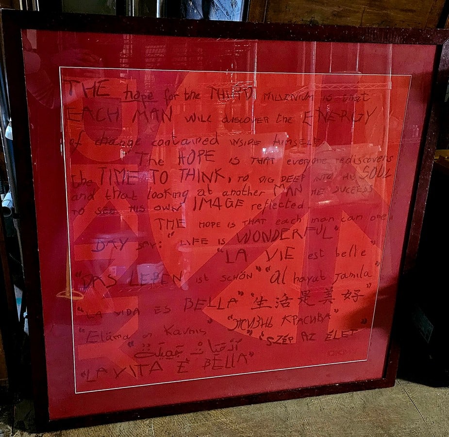 Modernist DKNY Framed Wall Art: total size 43x43"