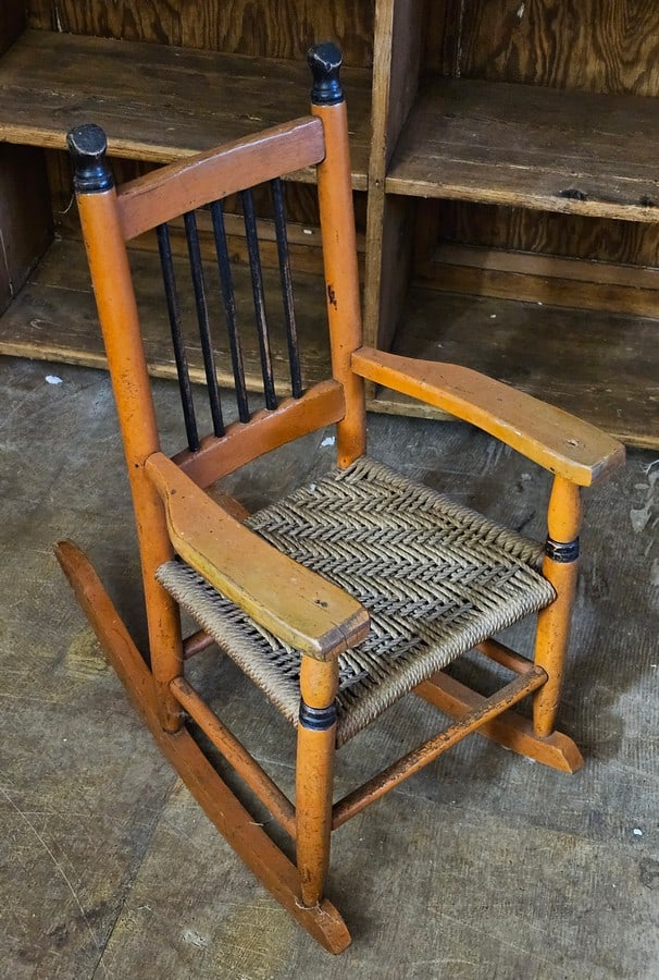 Chidren's Vintage Wooden Rocking Chair: 28x22x15"