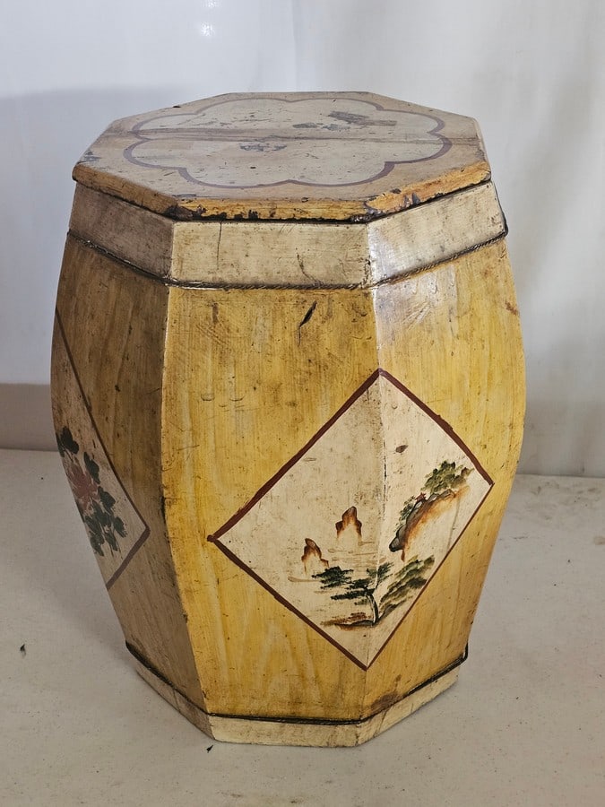 Antique Chinese Handpainted Lidded Rice Bin (1 of 2)