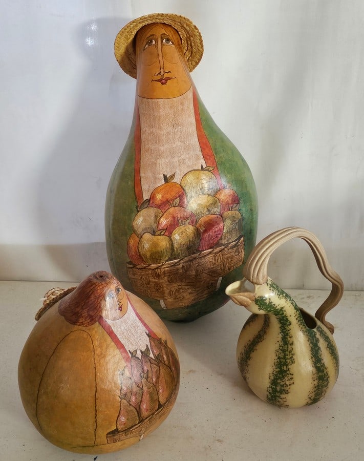 Whimsical Painted Gourd Decor and Ceramic Pitcher (1 of 1)