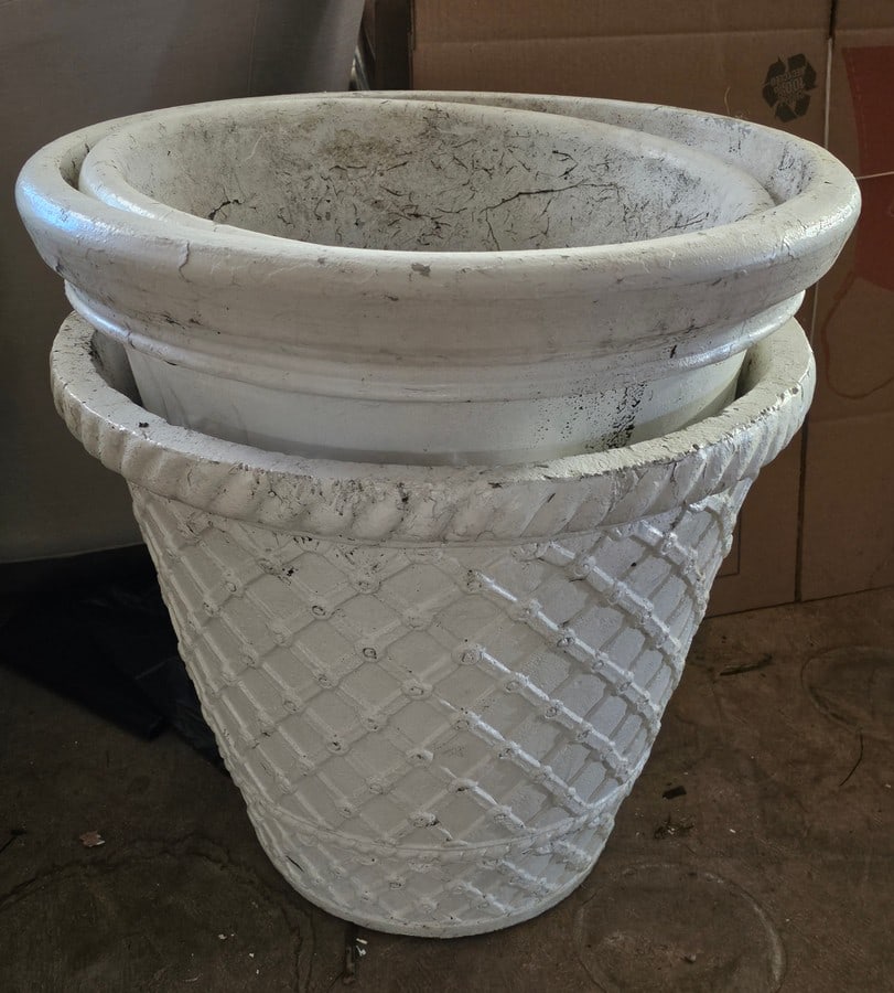 3 Outdoor Plastic Concrete look large planters (1 of 1)