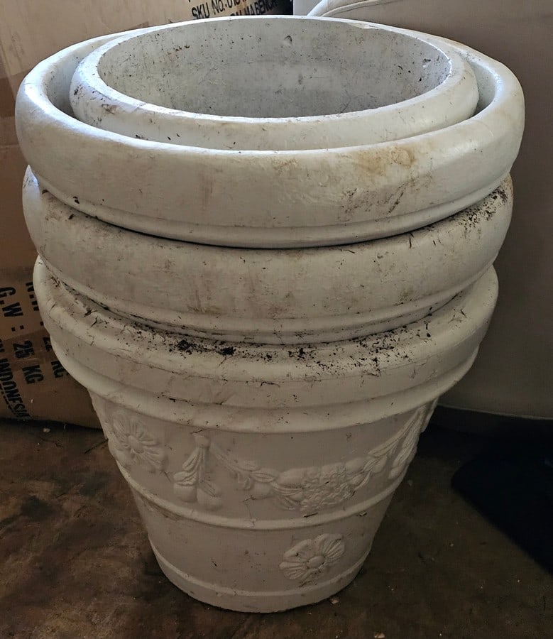 4 Outdoor Plastic Concrete Look Large Planters (1 of 1)