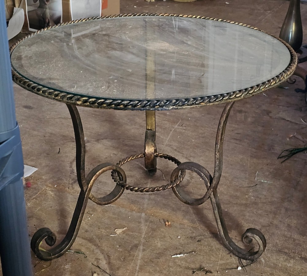 Metal and Glass Top Accent Table: 18x25"
