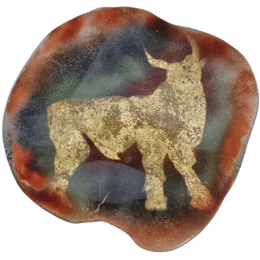Signed Art Glass Bull Piece: 16x16"