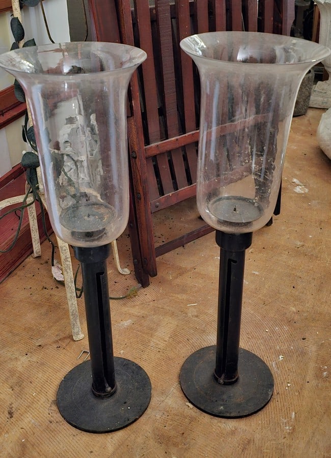 Metal and Glass Candleholders Candle Height Adjusters 25x7" each: Metal and Glass Candleholders Candle Height Adjusters 25x7" each