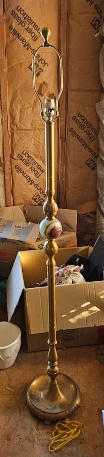 VIntage Brass and Stone Floor Lamp untested (1 of 2)