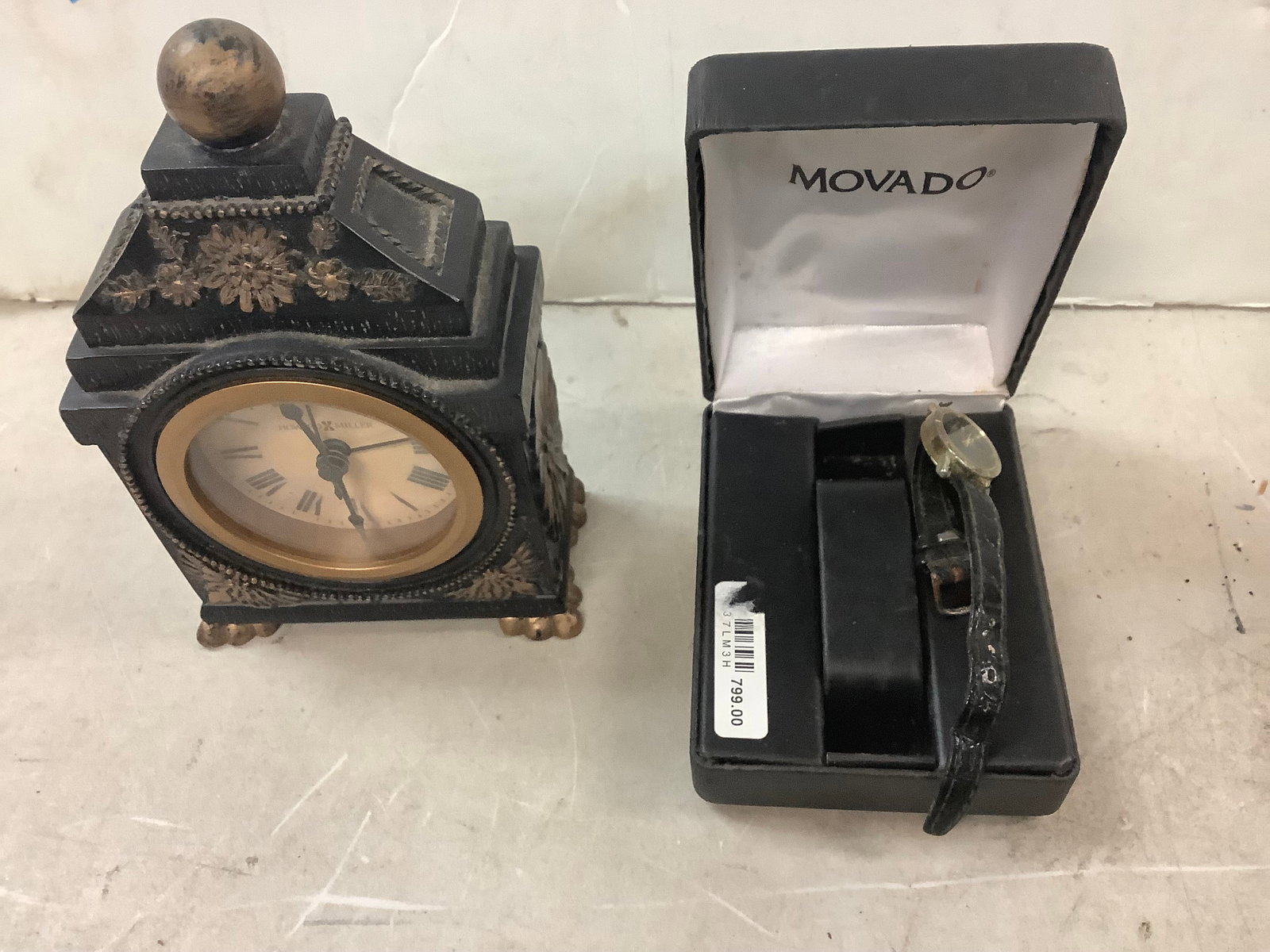 Lot of MOVADO diamod quartz watch and clock: Lot of MOVADO diamod quartz watch and clock